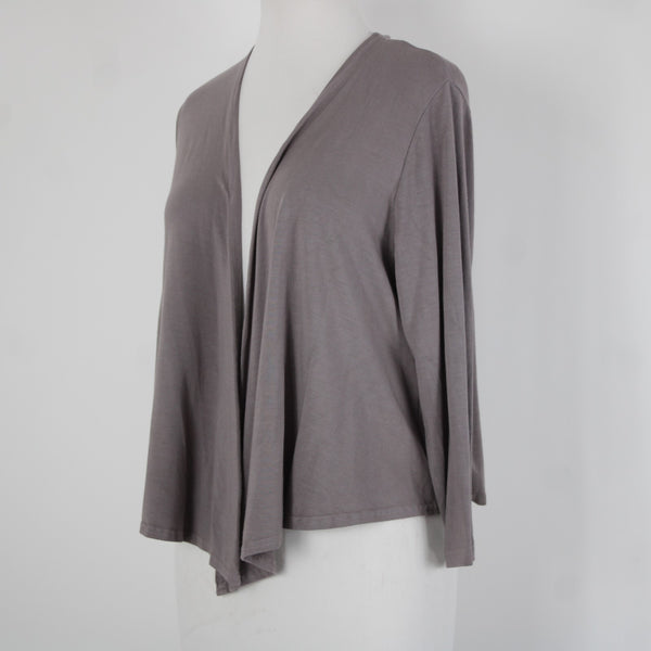 Heartstring Sz M Brown Taupe Draped 3/4 Sleeve Viscose Spandex Wrap Sweater