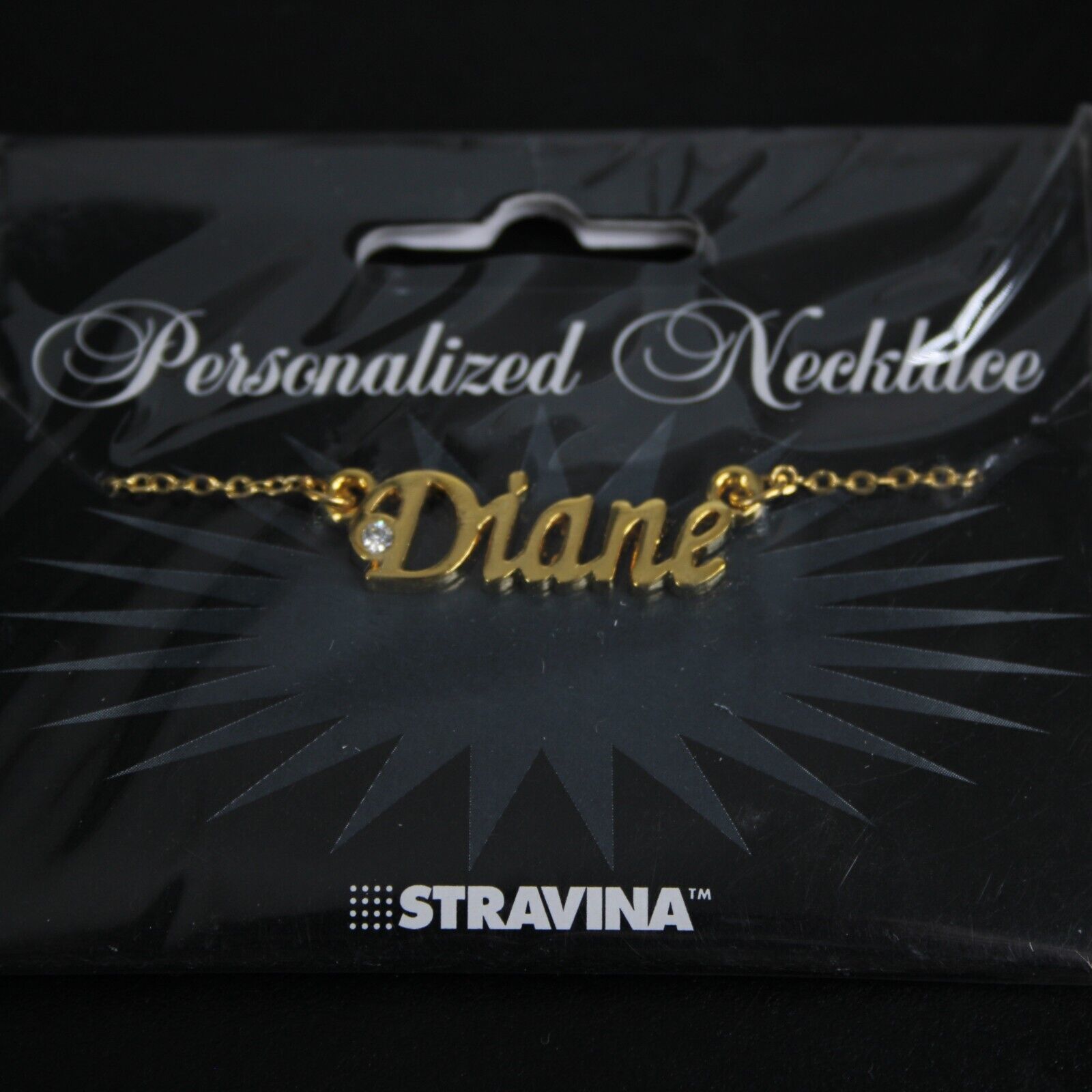 DIANE NEW Name Goldtone Rhinestone Accent 14.5" w 4.5" Multi Ring Ext Necklace