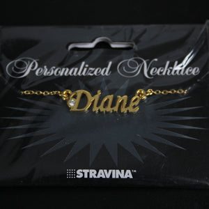 DIANE NEW Name Goldtone Rhinestone Accent 14.5" w 4.5" Multi Ring Ext Necklace