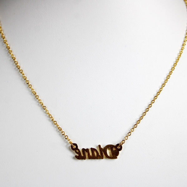 DIANE NEW Name Goldtone Rhinestone Accent 14.5" w 4.5" Multi Ring Ext Necklace