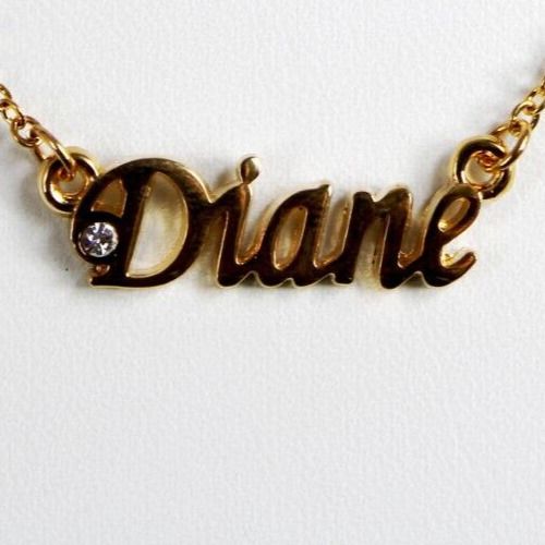 DIANE NEW Name Goldtone Rhinestone Accent 14.5" w 4.5" Multi Ring Ext Necklace