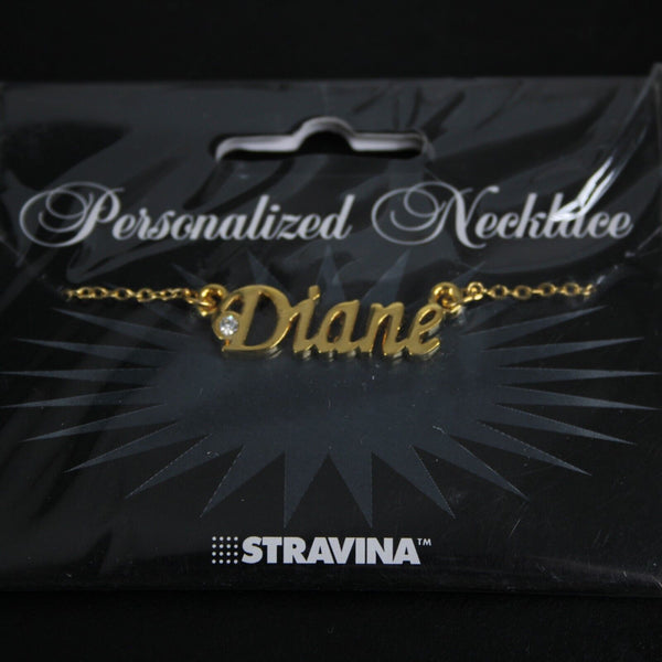 DIANE NEW Name Goldtone Rhinestone Accent 14.5" w 4.5" Multi Ring Ext Necklace