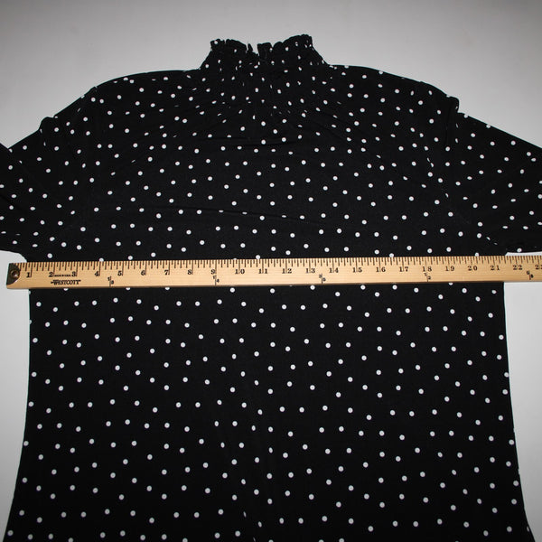 Adrianna Papell Sz L Black White Polka Dot High Neck Polyester Elastane Top
