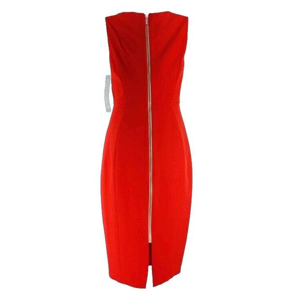 Melrose NWT $90 Sz 10 Zinnia Orange Red Sleeveless Bold Gold Back Zip Dress