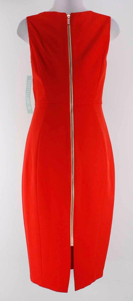 Melrose NWT $90 Sz 10 Zinnia Orange Red Sleeveless Bold Gold Back Zip Dress