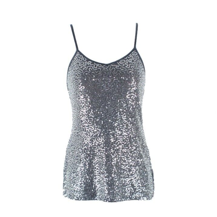 Express Sz XS Charcoal Silver Sequined Nylon Spandex Top