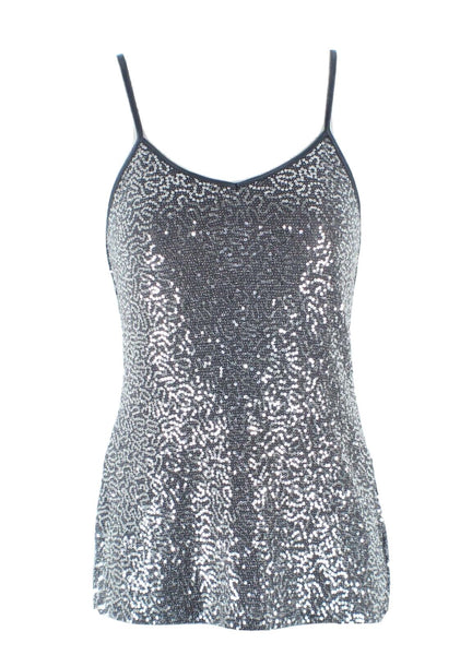 Express Sz XS Charcoal Silver Sequined Nylon Spandex Top
