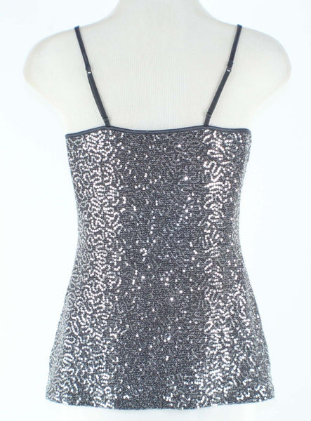 Express Sz XS Charcoal Silver Sequined Nylon Spandex Top