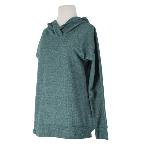 Soft Surroundings Sz S Emerald Green Heathered Hood Textured Poly Cotton Sweater