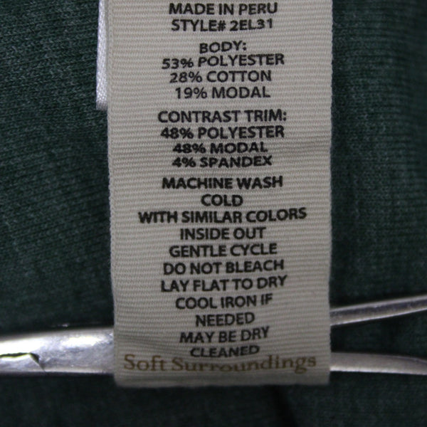 Soft Surroundings Sz S Emerald Green Heathered Hood Textured Poly Cotton Sweater