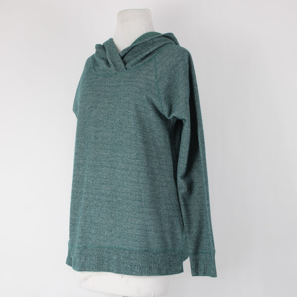 Soft Surroundings Sz S Emerald Green Heathered Hood Textured Poly Cotton Sweater