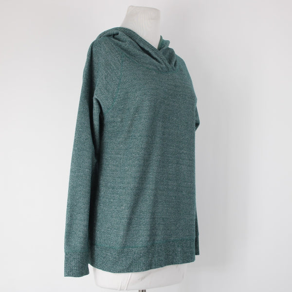 Soft Surroundings Sz S Emerald Green Heathered Hood Textured Poly Cotton Sweater
