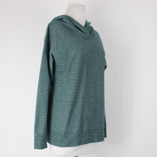 Soft Surroundings Sz S Emerald Green Heathered Hood Textured Poly Cotton Sweater