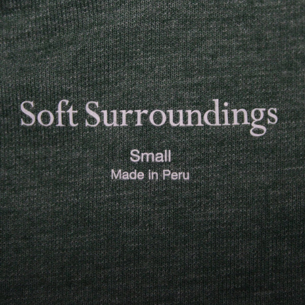 Soft Surroundings Sz S Emerald Green Heathered Hood Textured Poly Cotton Sweater