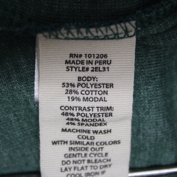 Soft Surroundings Sz S Emerald Green Heathered Hood Textured Poly Cotton Sweater
