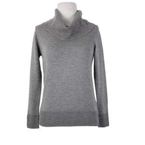 Talbots Sz P Gray Silver Metallic Turtleneck Long Sleeve Merino Wool Poly Top