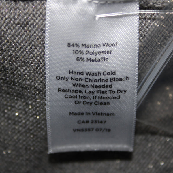 Talbots Sz P Gray Silver Metallic Turtleneck Long Sleeve Merino Wool Poly Top