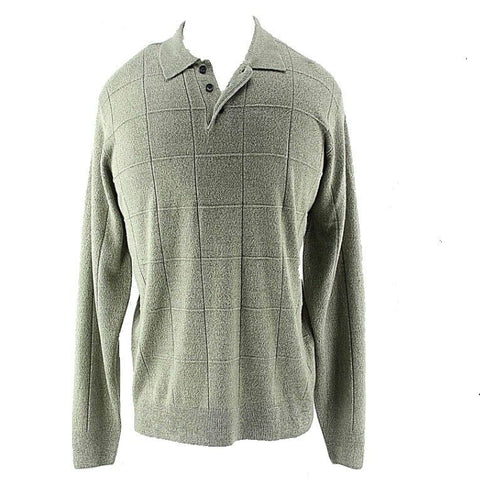 Dockers Sz XL Heathered Olive Green Collared 3 Button Acrylic Sweater