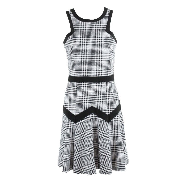 Heart Soul Sz S Black White Houndstooth Zig Zag Flare Polyester Spandex Dress