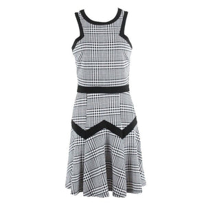 Heart Soul Sz S Black White Houndstooth Zig Zag Flare Polyester Spandex Dress
