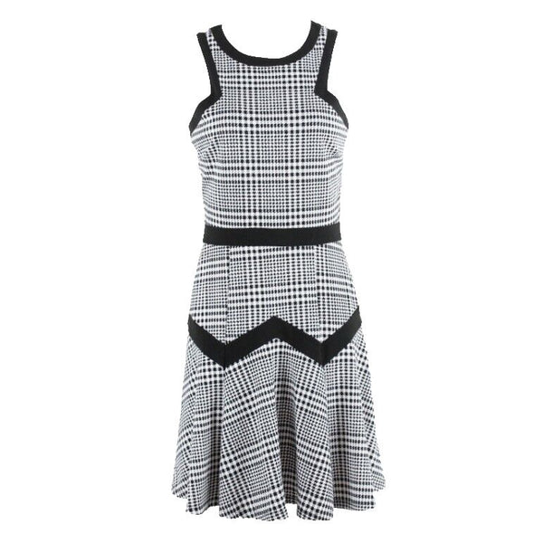 Heart Soul Sz S Black White Houndstooth Zig Zag Flare Polyester Spandex Dress