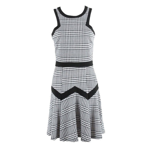 Heart Soul Sz S Black White Houndstooth Zig Zag Flare Polyester Spandex Dress