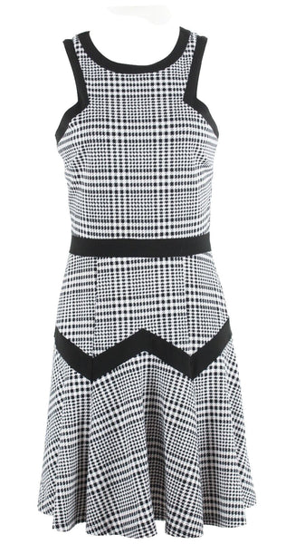 Heart Soul Sz S Black White Houndstooth Zig Zag Flare Polyester Spandex Dress