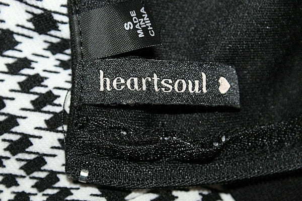 Heart Soul Sz S Black White Houndstooth Zig Zag Flare Polyester Spandex Dress
