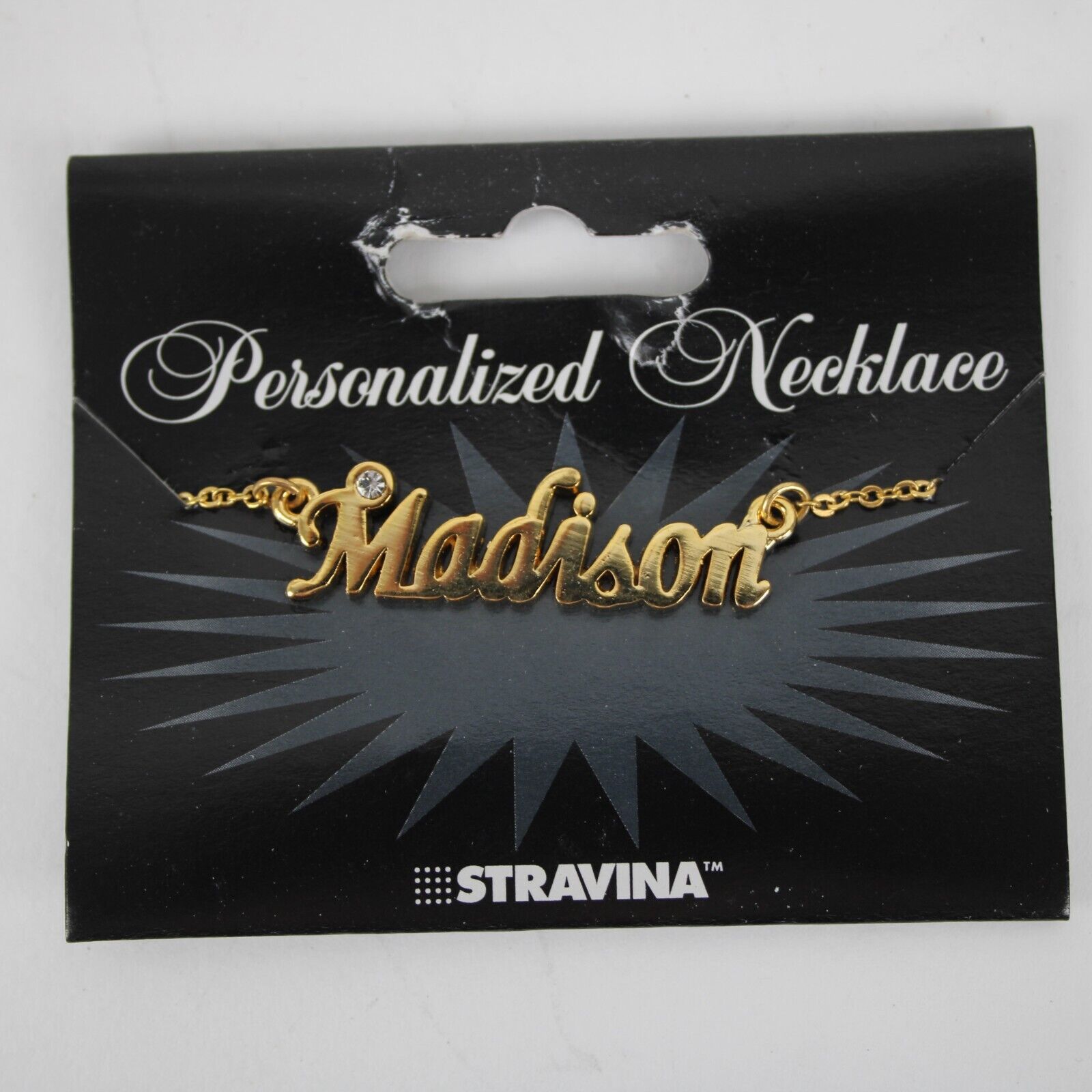 MADISON NEW Name Goldtone Rhinestone Accent 14.5"w 4.5" Multi Ring Ext Necklace