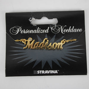 MADISON NEW Name Goldtone Rhinestone Accent 14.5"w 4.5" Multi Ring Ext Necklace