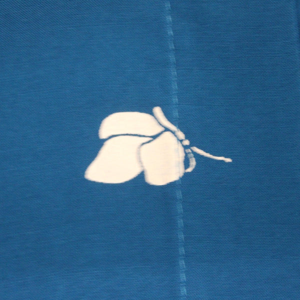 Galeries Lafayette Top NEW Sz 36 Blue White Butterflies Collar 100% Viscose Top