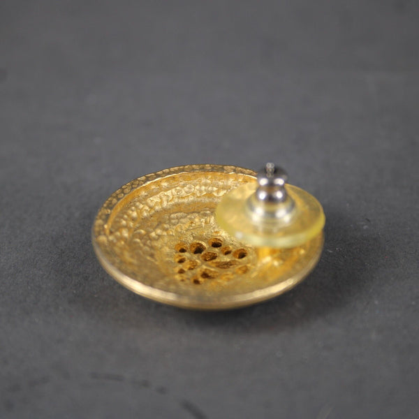 Goldtone Navy Filigree Enamel Round 1" Earrings