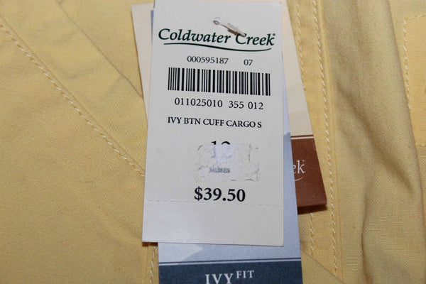 Coldwater Creek NEW Sz 12 Yellow Cargo Roll Up Cotton Blend Shorts Pants
