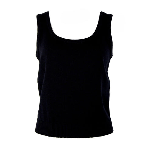 St John Basics Sz S Black Ribbed Bottom Santana Wool Blend Knit Top