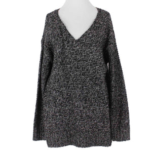Essentials By Full Tilt NEW Sz L Black White Knit V Neck Acrylic Cotton Sweater