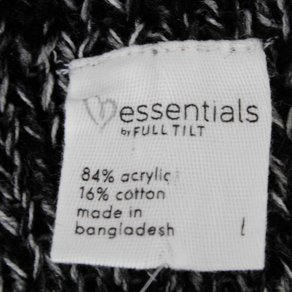 Essentials By Full Tilt NEW Sz L Black White Knit V Neck Acrylic Cotton Sweater