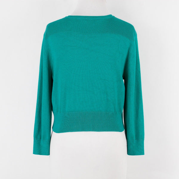 Cupio Sz M Green Open Ribbed Accent Rayon Poly Knit Cardigan Sweater