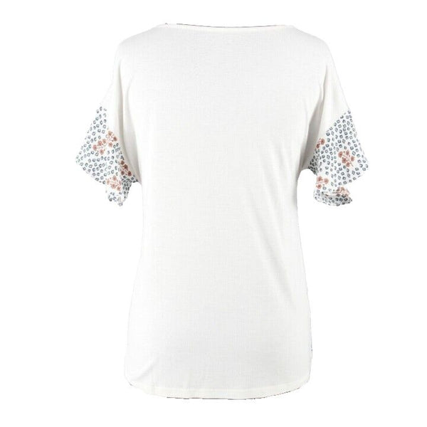 LOFT NEW $45 Sz MP White Brown Blue Multi Poly Front Rayon Back Top