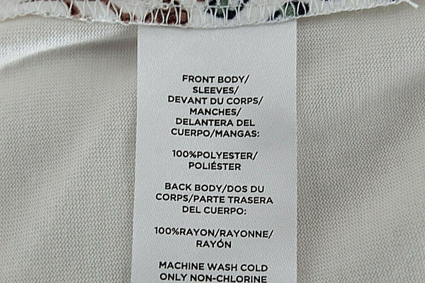 LOFT NEW $45 Sz MP White Brown Blue Multi Poly Front Rayon Back Top