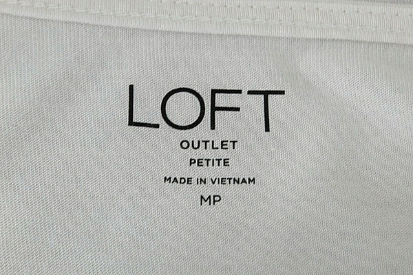LOFT NEW $45 Sz MP White Brown Blue Multi Poly Front Rayon Back Top