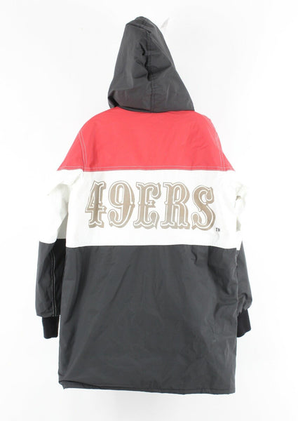 NFL Game Day Sz M 8-10 Black White Red Gold Hood Polyvinyl Cotton Boys Coat