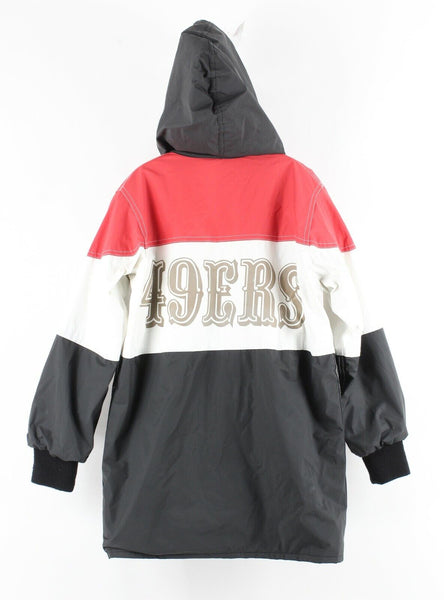 NFL Game Day Sz M 8-10 Black White Red Gold Hood Polyvinyl Cotton Boys Coat