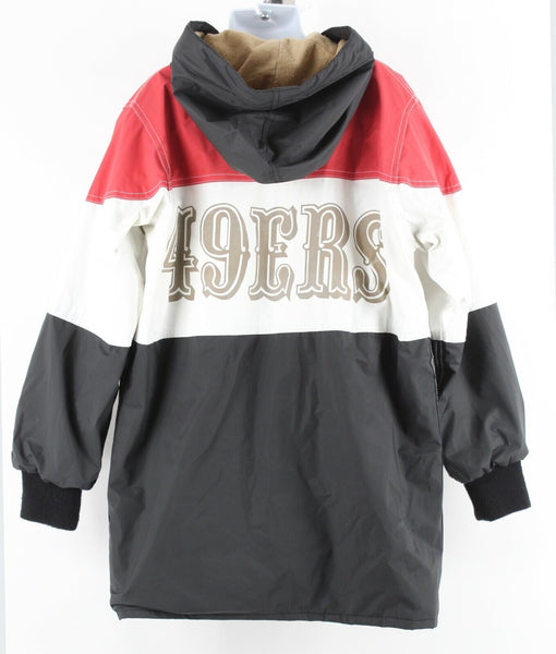 NFL Game Day Sz M 8-10 Black White Red Gold Hood Polyvinyl Cotton Boys Coat