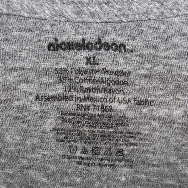 Nickelodeon Sz XL Gray Yellow Multi 1990's Cartoon Characters Poly Blend T Shirt