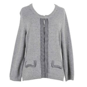 Banana Republic NEW $120 Sz M Gray Hook Loop Cotton Metallic Cardigan Sweater