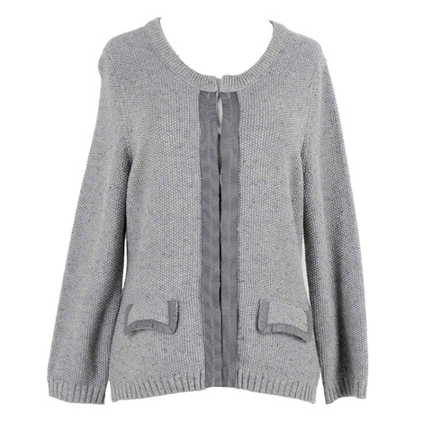 Banana Republic NEW $120 Sz M Gray Hook Loop Cotton Metallic Cardigan Sweater