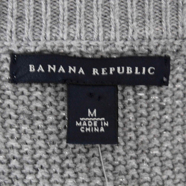 Banana Republic NEW $120 Sz M Gray Hook Loop Cotton Metallic Cardigan Sweater