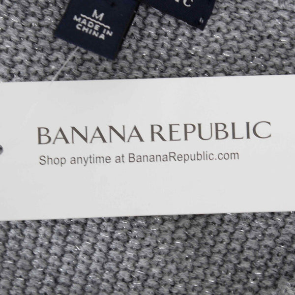 Banana Republic NEW $120 Sz M Gray Hook Loop Cotton Metallic Cardigan Sweater