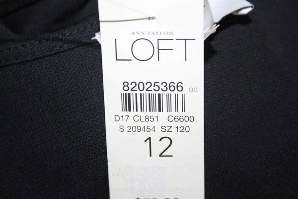 LOFT NEW $79 Sz 12 Black Criss Cross Bust Side Zip Rayon Poly Dress