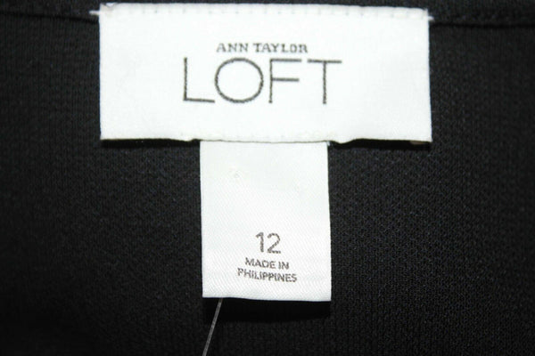 LOFT NEW $79 Sz 12 Black Criss Cross Bust Side Zip Rayon Poly Dress